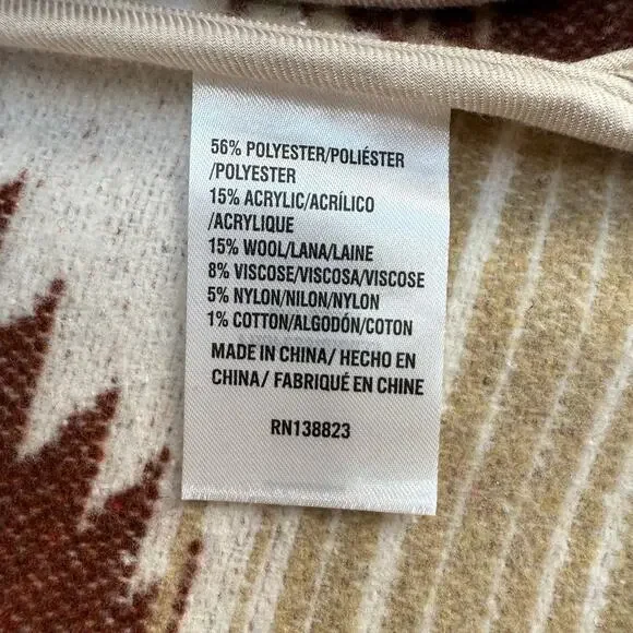 Idyllwind Shacket Women's Xs Brown Cream Southwester Print Western Gear Wool - Picture 12 of 12